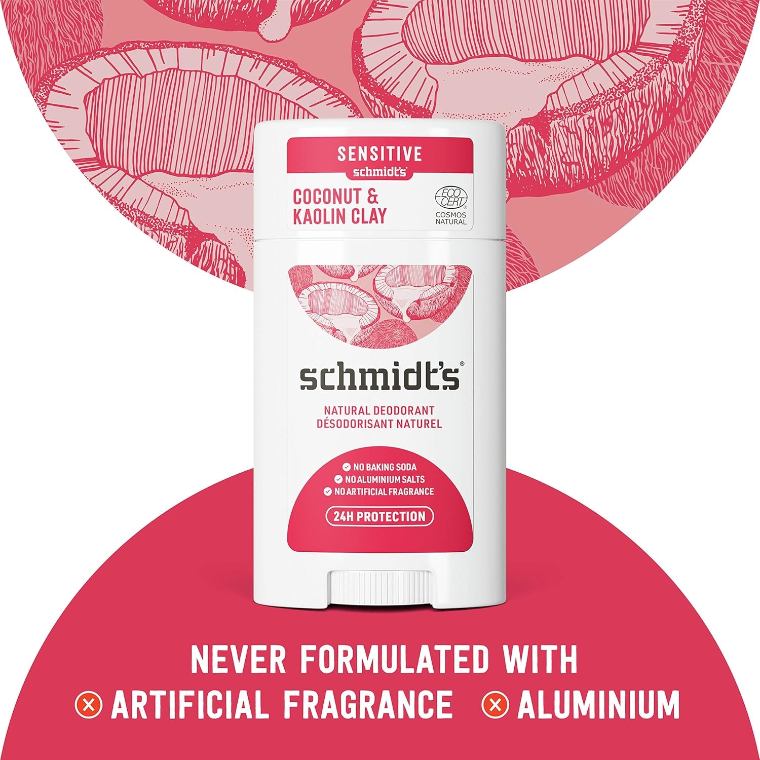 image:imageSchmidts Aluminum Free Natural Deodorant Coconut amp Kaolin Clay 2pk for Women and Men with 24 Hour Odor Protection Certified Natural Cruelty Free Vegan Deodorant 265oz