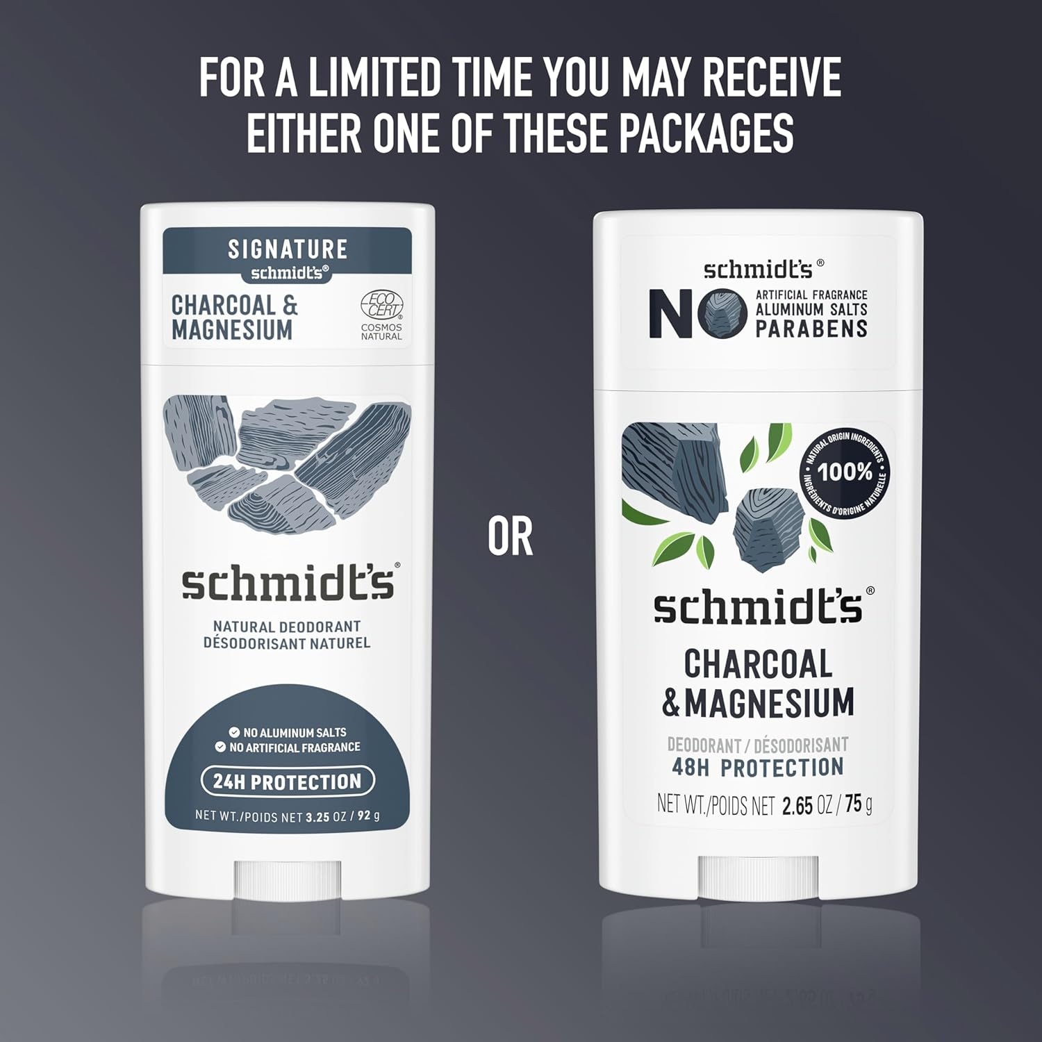 image:imageSchmidts AluminumFree Vegan Deodorant Charcoal amp Magnesium with 48 Hour Odor Protection 2 Count for Women and Men Natural Ingredients CrueltyFree 265 oz Pack of 2