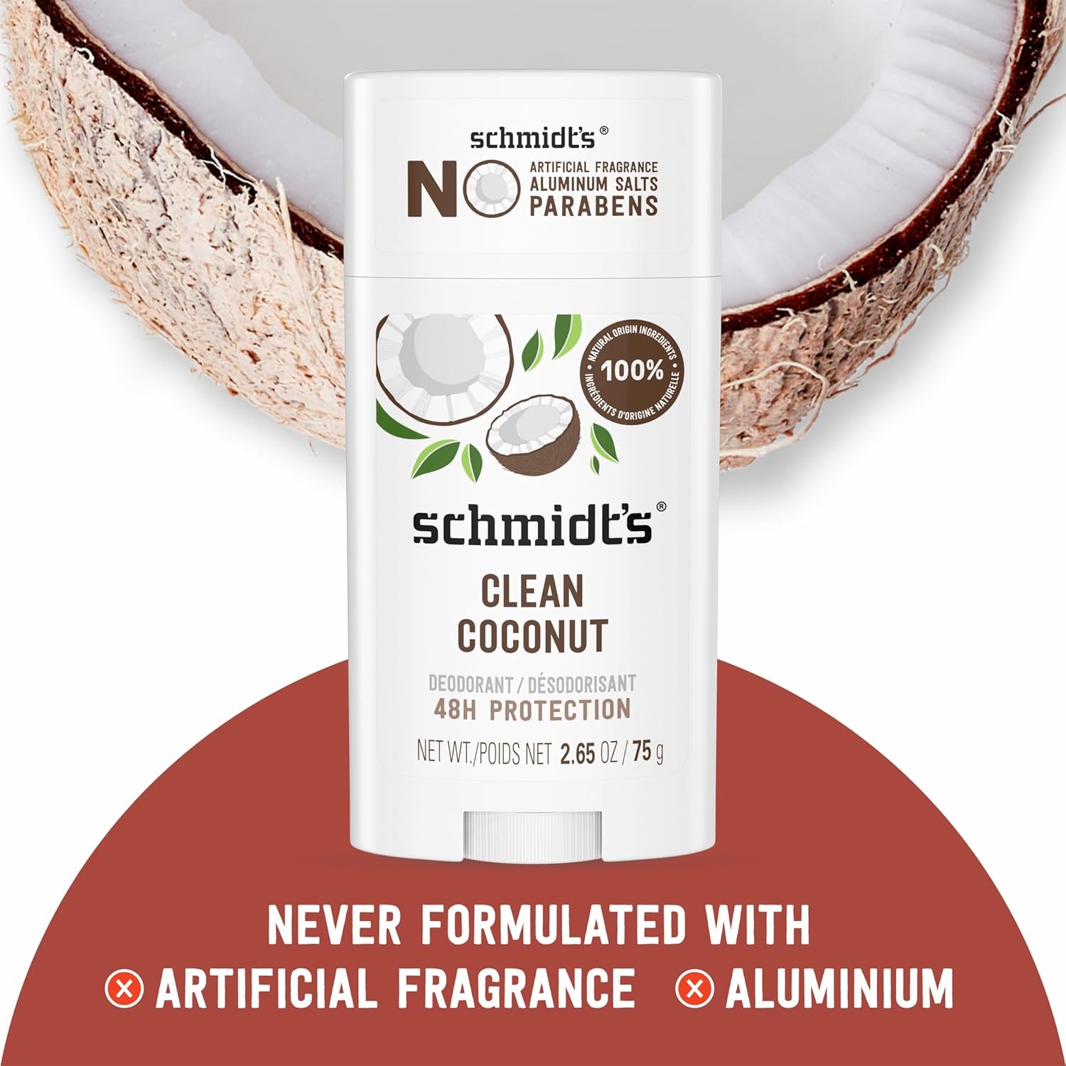image:imageSchmidts AluminumFree Vegan Deodorant Clean Coconut for Women and Men with 24 Hour Odor Protection Natural Ingredients CrueltyFree 265 oz265 Ounce Pack of 1
