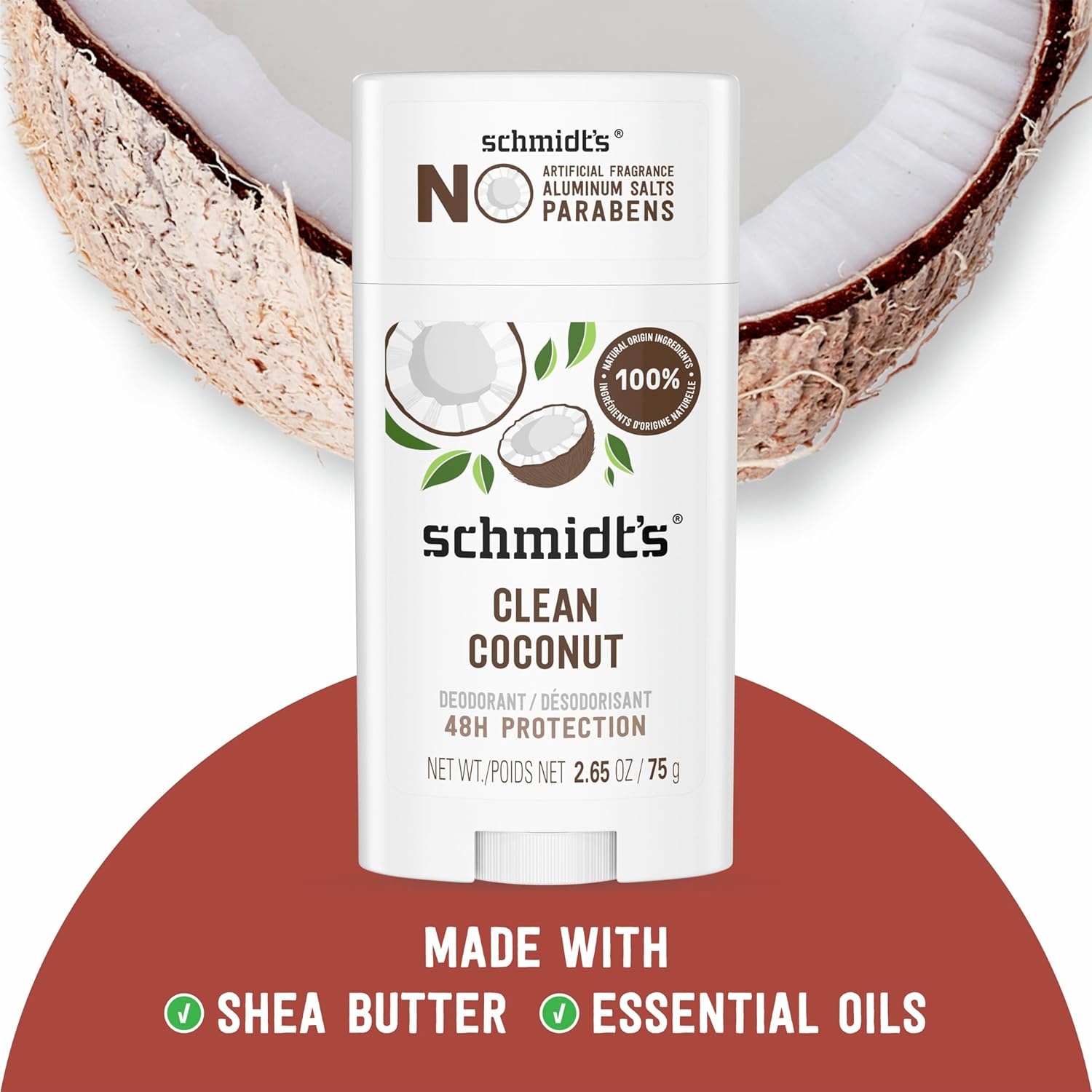 image:imageSchmidts AluminumFree Vegan Deodorant Clean Coconut for Women and Men with 24 Hour Odor Protection Natural Ingredients CrueltyFree 265 oz265 Ounce Pack of 1