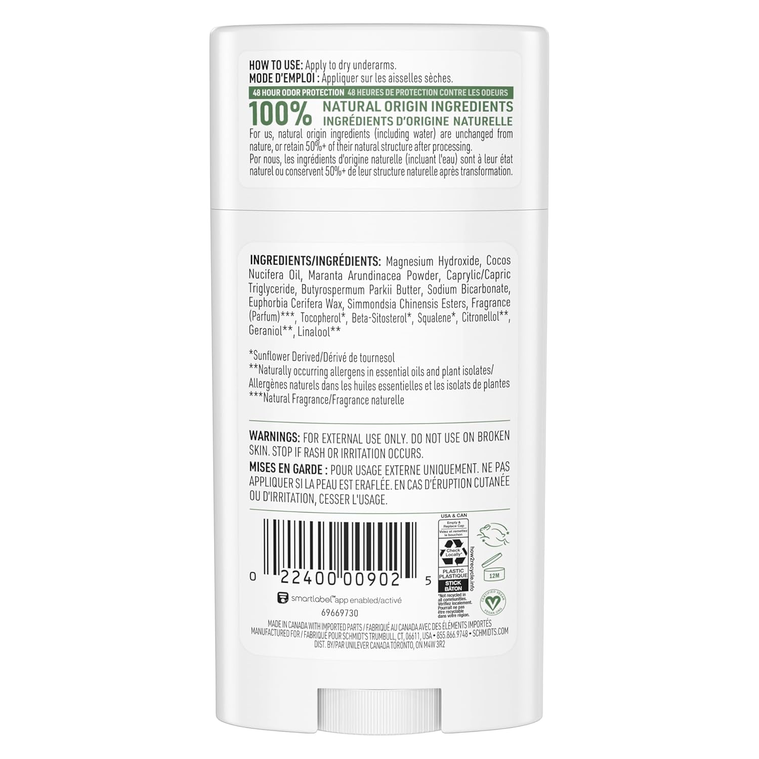 image:imageSchmidts AluminumFree Vegan Deodorant Fresh Cucumber for Women and Men with 24 Hour Odor Protection Natural Ingredients CrueltyFree 265 oz