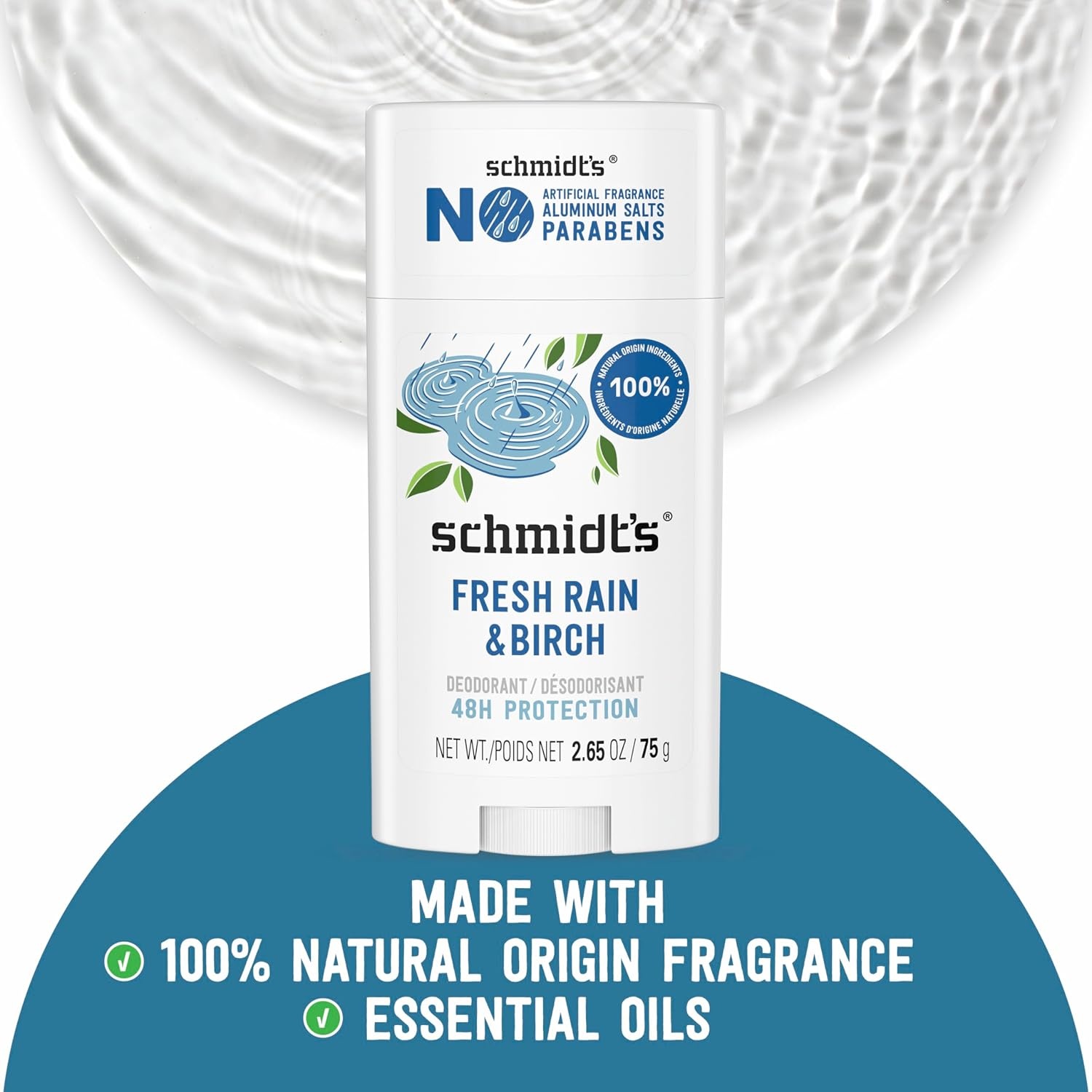 image:imageSchmidts AluminumFree Vegan Deodorant Fresh Rain amp Birch with 24 Hour Odor Protection 2 Count for Women and Men Natural Ingredients CrueltyFree 265 oz265 Ounce Pack of 2