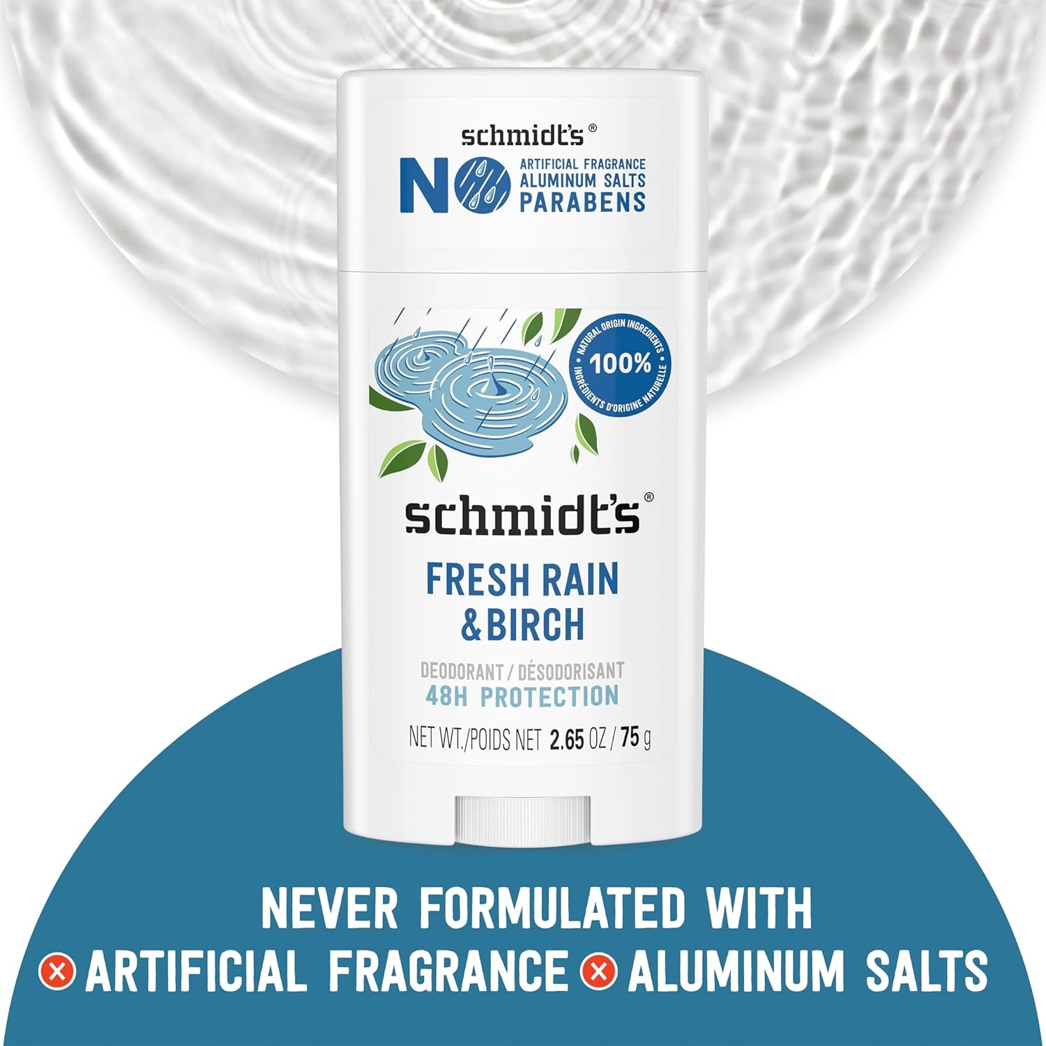 image:imageSchmidts AluminumFree Vegan Deodorant Fresh Rain amp Birch with 24 Hour Odor Protection 2 Count for Women and Men Natural Ingredients CrueltyFree 265 oz265 Ounce Pack of 2
