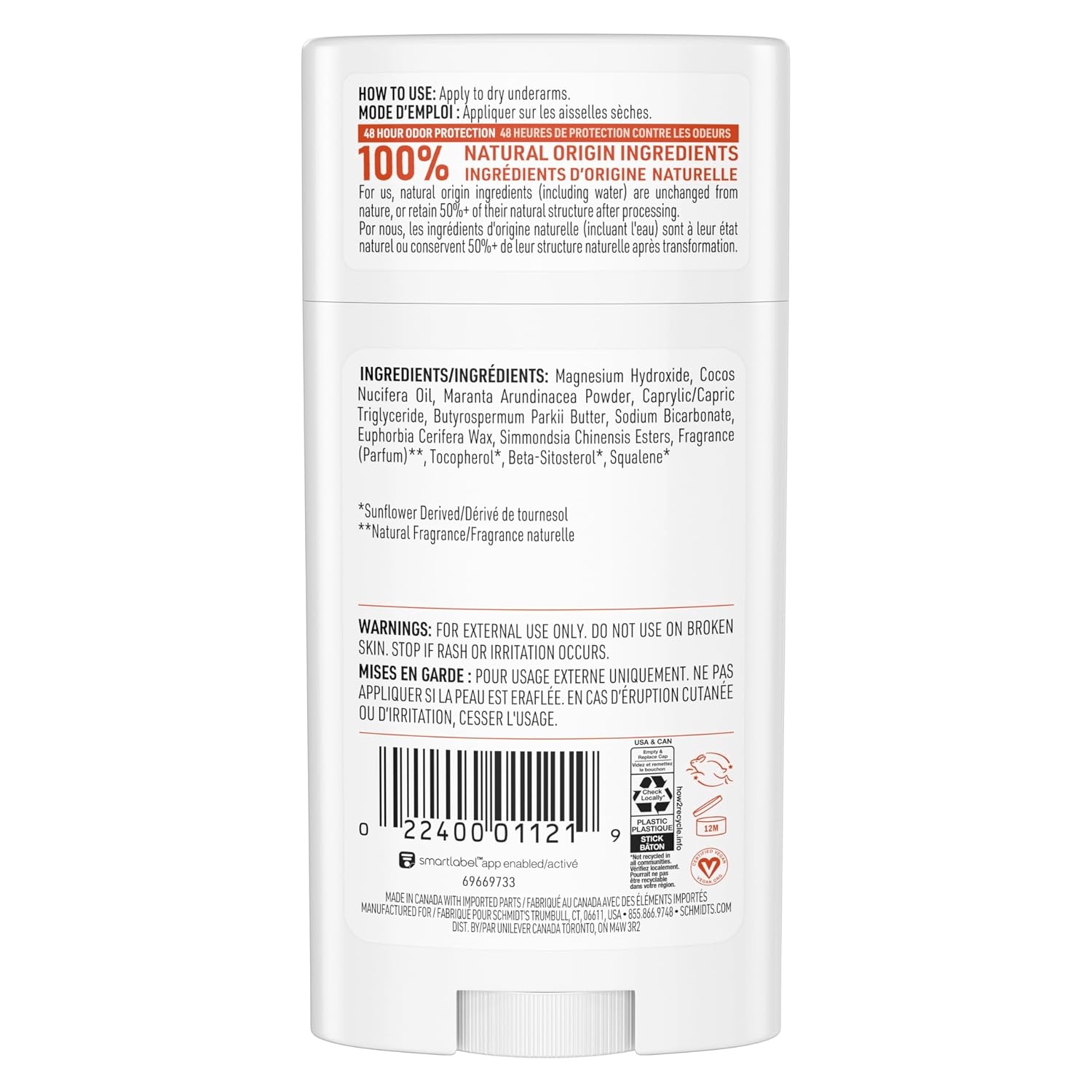 image:imageSchmidts AluminumFree Vegan Deodorant Grapefruit amp Apricot with 24Hour Odor Protection 2 Count for Women and Men Natural Ingredients CrueltyFree 265 oz