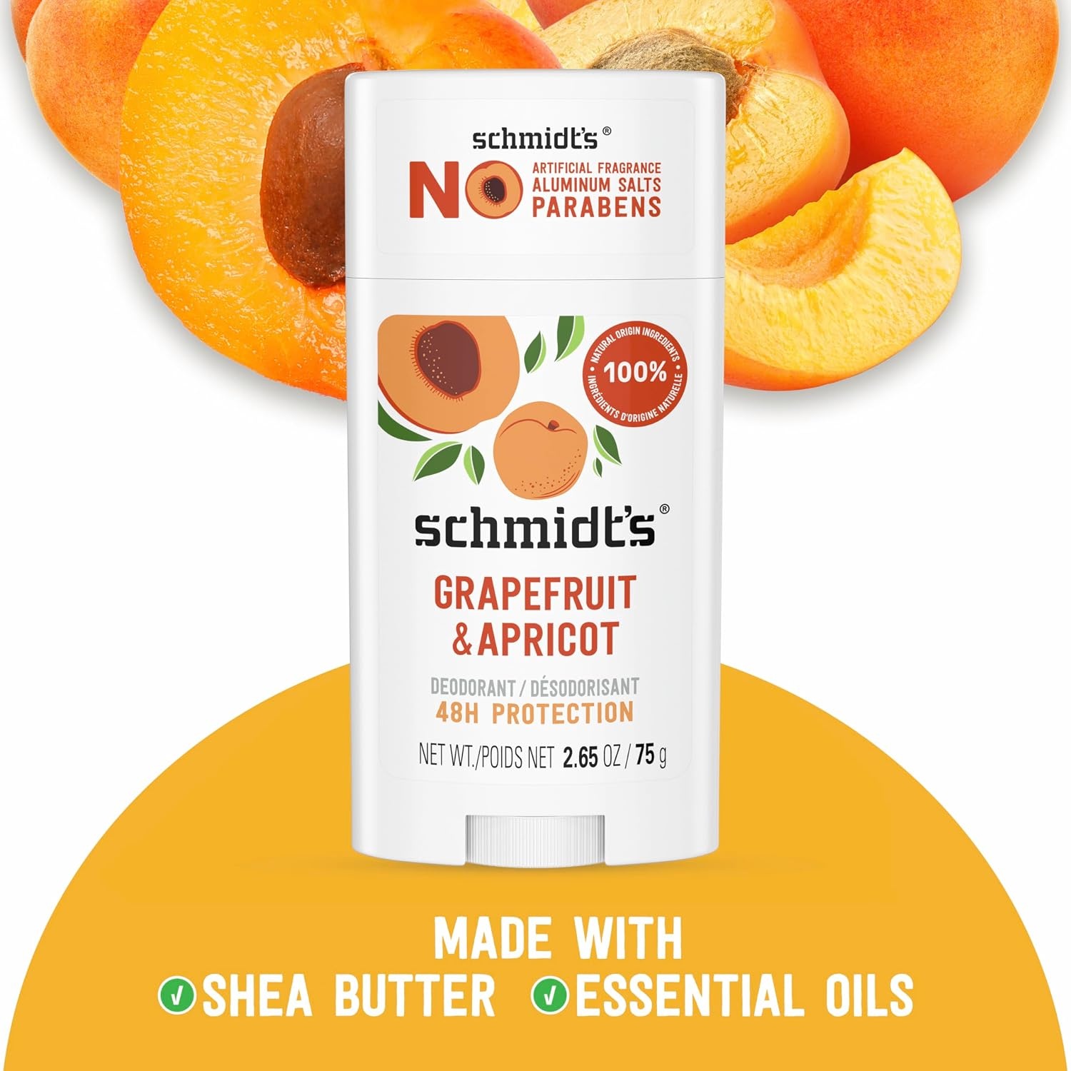 image:imageSchmidts AluminumFree Vegan Deodorant Grapefruit amp Apricot with 24Hour Odor Protection 2 Count for Women and Men Natural Ingredients CrueltyFree 265 oz