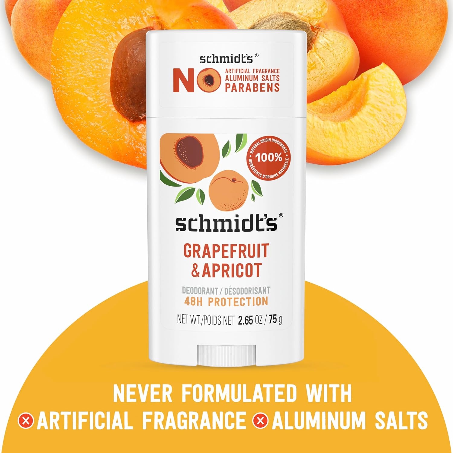 image:imageSchmidts AluminumFree Vegan Deodorant Grapefruit amp Apricot with 24Hour Odor Protection 2 Count for Women and Men Natural Ingredients CrueltyFree 265 oz