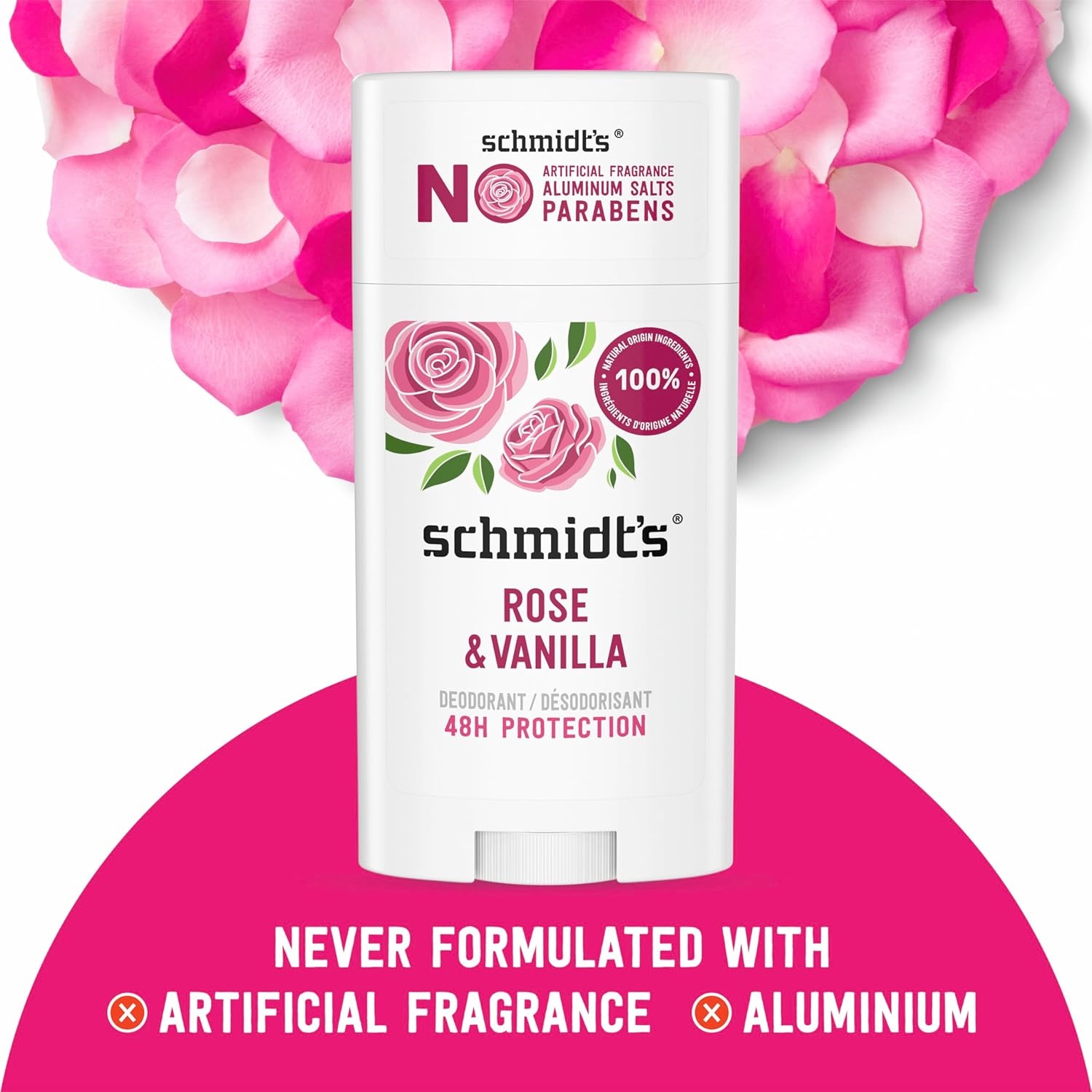 image:imageSchmidts AluminumFree Vegan Deodorant Rose amp Vanilla with 24 Hour Odor Protection 2 Count for Women and Men Natural Ingredients CrueltyFree 265 oz265 Ounce Pack of 4