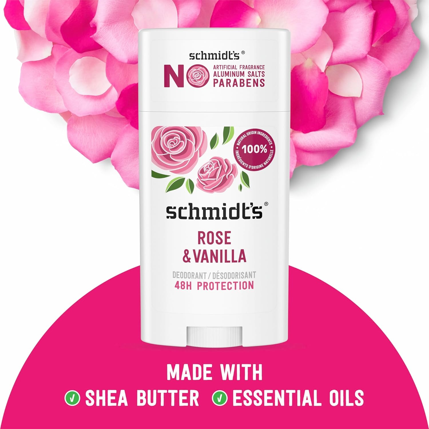 image:imageSchmidts AluminumFree Vegan Deodorant Rose amp Vanilla with 24 Hour Odor Protection 2 Count for Women and Men Natural Ingredients CrueltyFree 265 oz265 Ounce Pack of 4