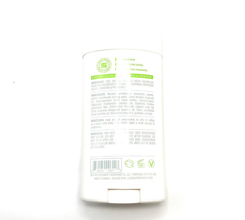 image:imageSchmidts AluminumFree Vegan Deodorant Rose amp Vanilla with 24 Hour Odor Protection for Women and Men Natural Ingredients CrueltyFree 265 ozBergamot and Lime