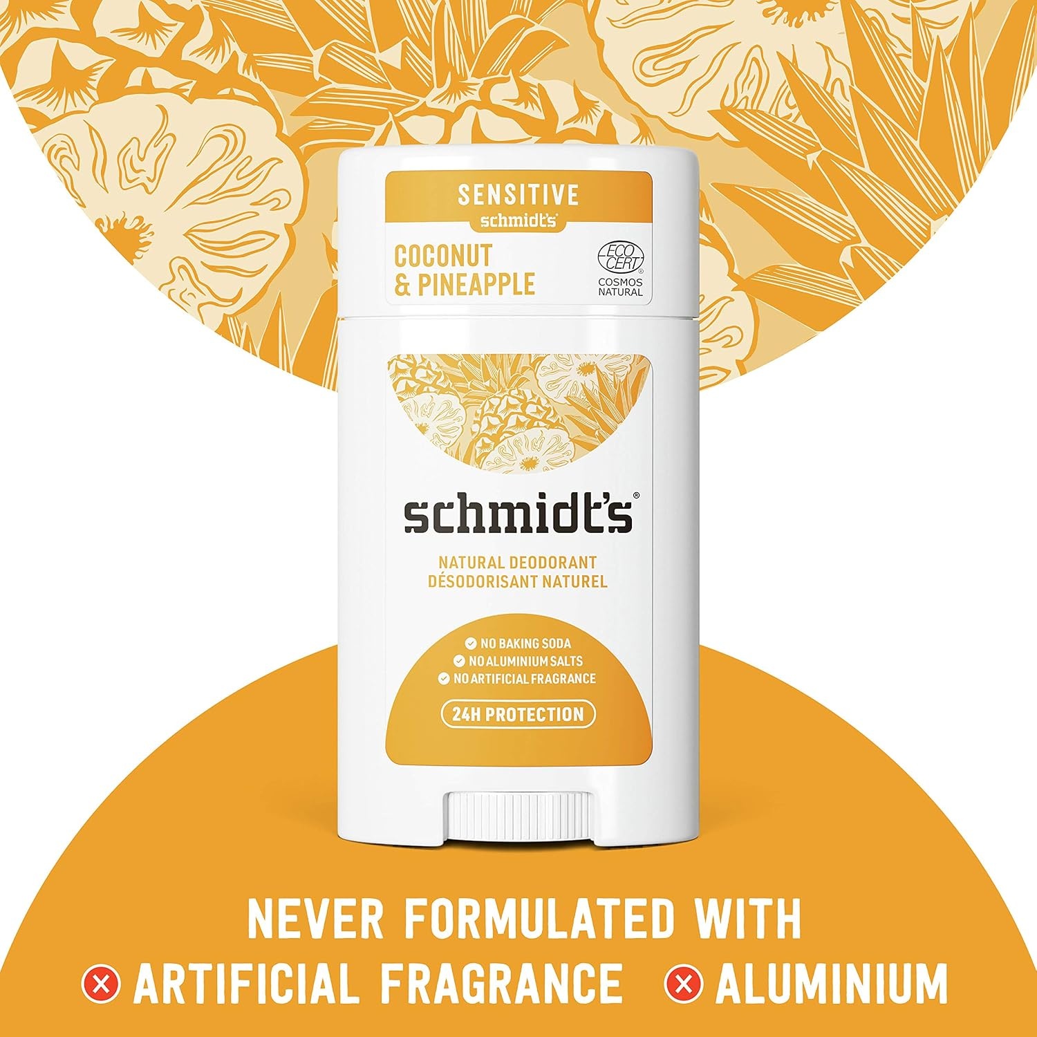 image:imageSchmidts AluminumFree Vegan Deodorant Rose amp Vanilla with 24 Hour Odor Protection for Women and Men Natural Ingredients CrueltyFree 265 ozCoconut Pineapple