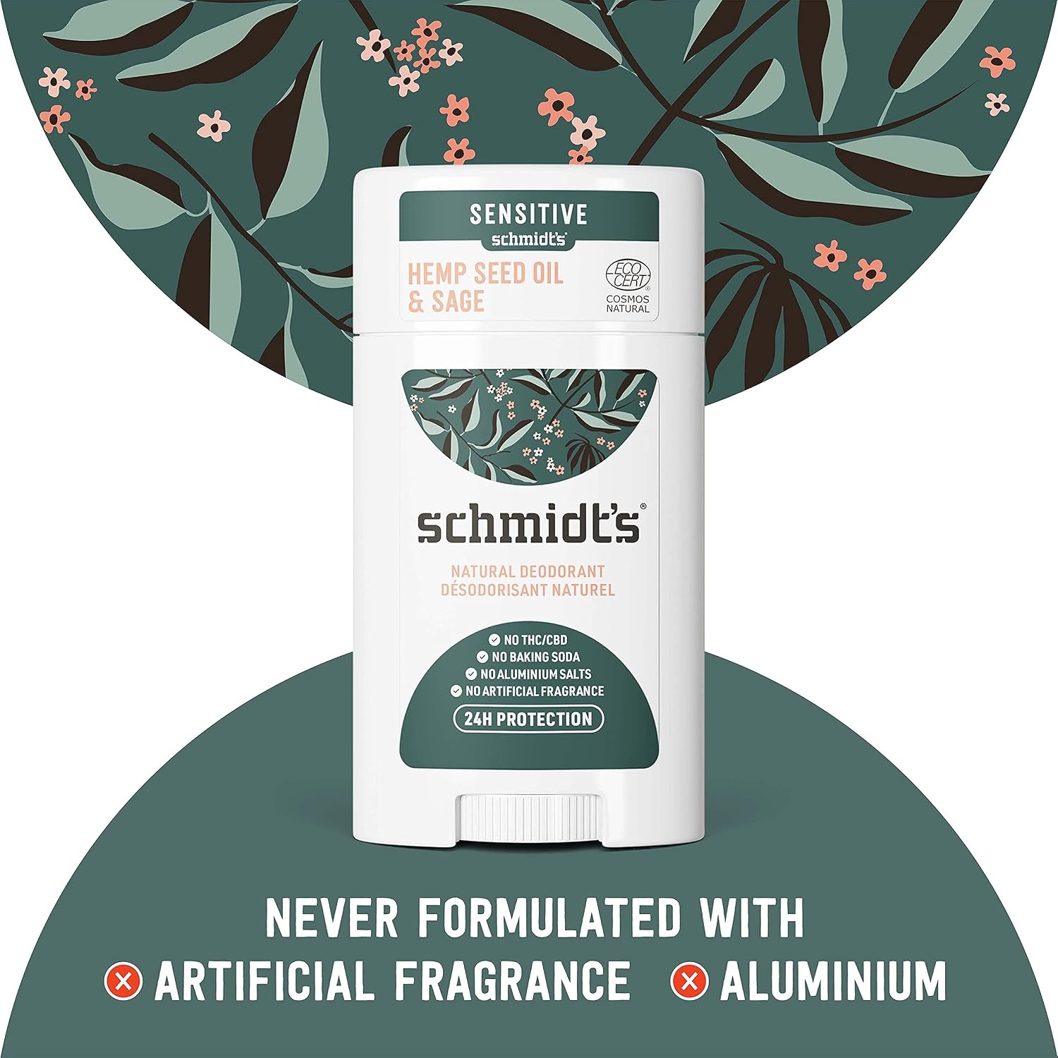image:imageSchmidts AluminumFree Vegan Deodorant Rose amp Vanilla with 24 Hour Odor Protection for Women and Men Natural Ingredients CrueltyFree 265 ozHemp Seed Oil and Sage