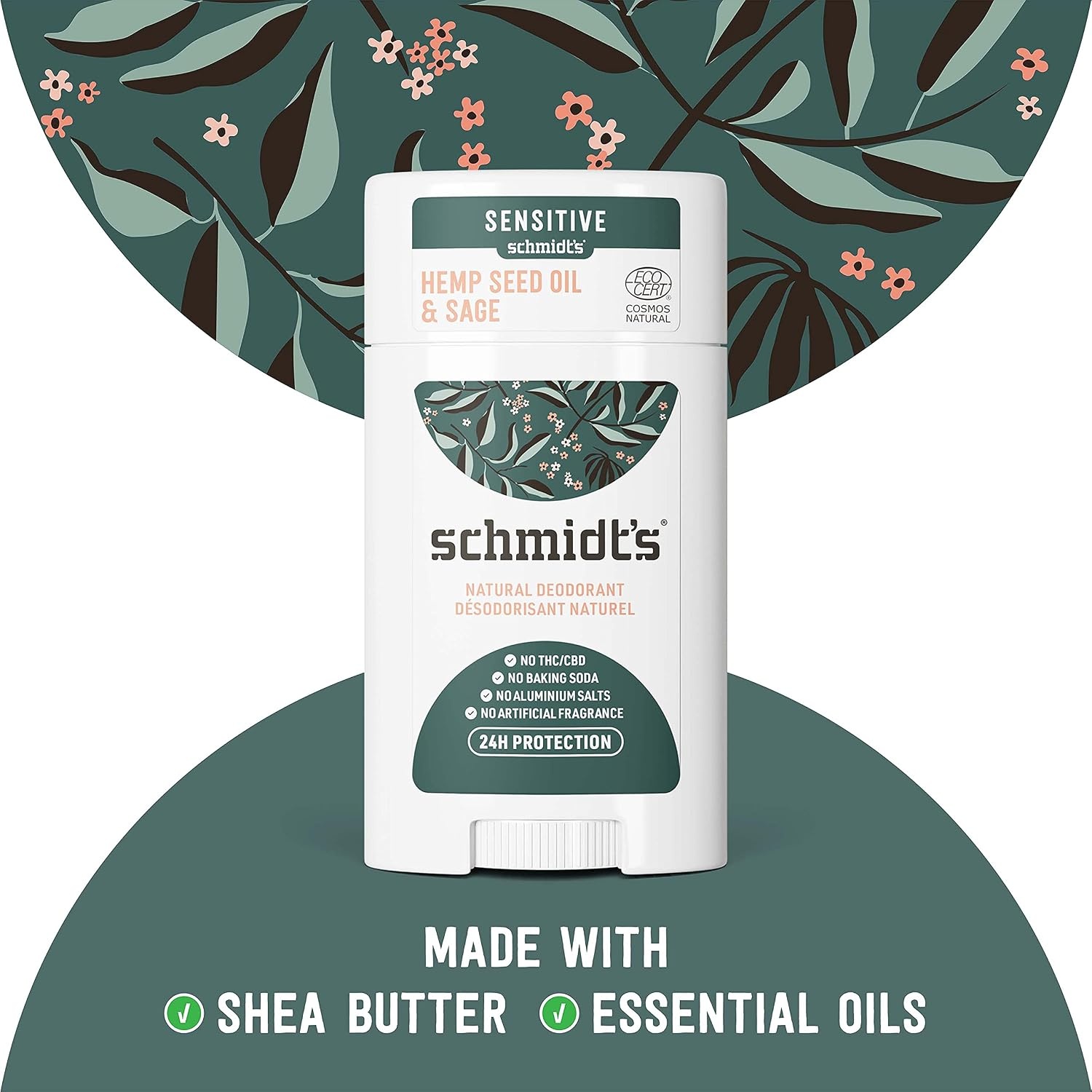 image:imageSchmidts AluminumFree Vegan Deodorant Rose amp Vanilla with 24 Hour Odor Protection for Women and Men Natural Ingredients CrueltyFree 265 ozHemp Seed Oil and Sage