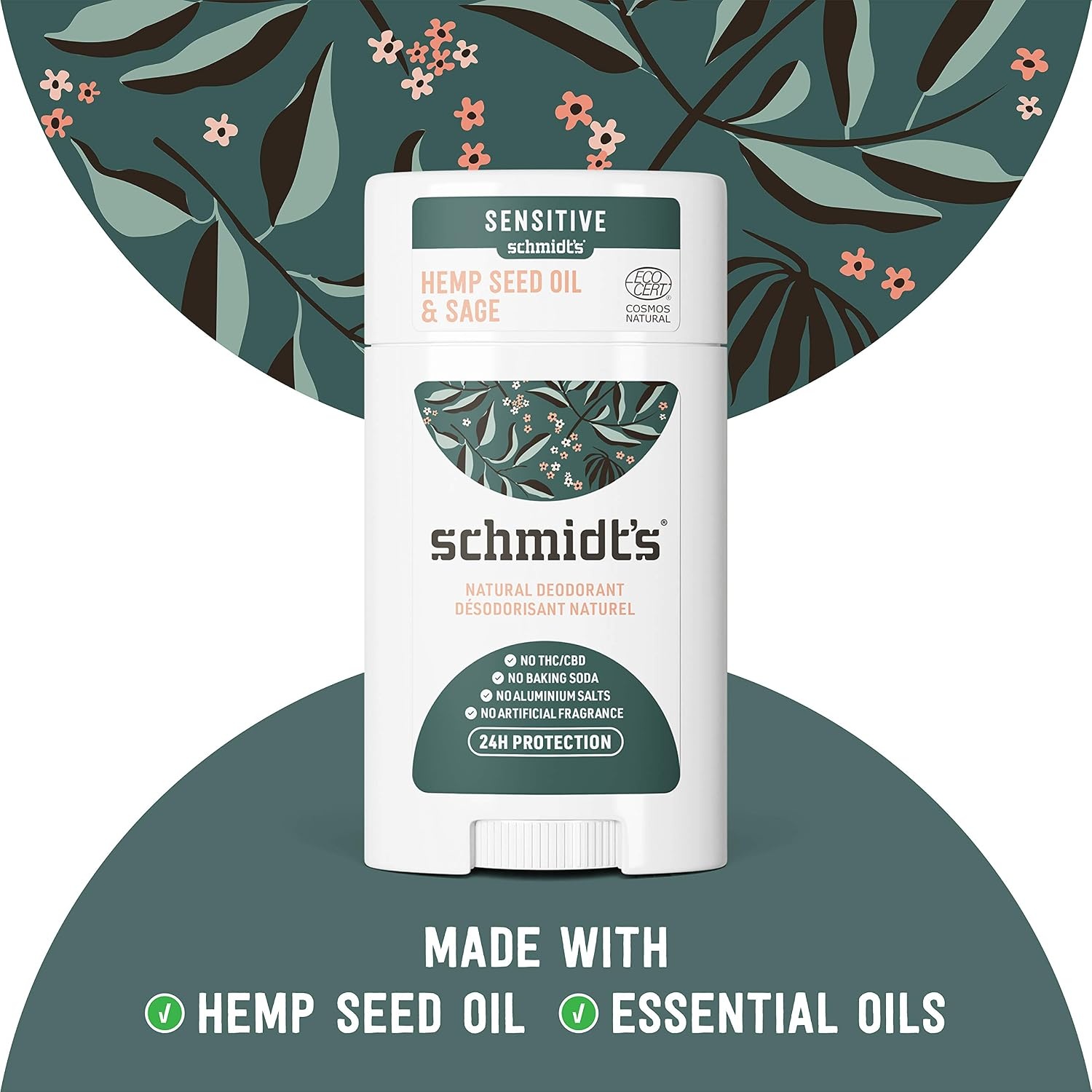 image:imageSchmidts AluminumFree Vegan Deodorant Rose amp Vanilla with 24 Hour Odor Protection for Women and Men Natural Ingredients CrueltyFree 265 ozHemp Seed Oil and Sage