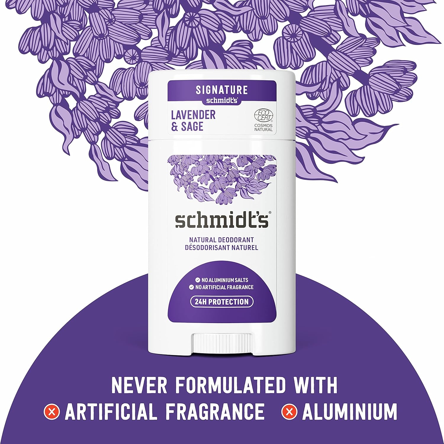 image:imageSchmidts AluminumFree Vegan Deodorant Rose amp Vanilla with 24 Hour Odor Protection for Women and Men Natural Ingredients CrueltyFree 265 ozLavender and Sage