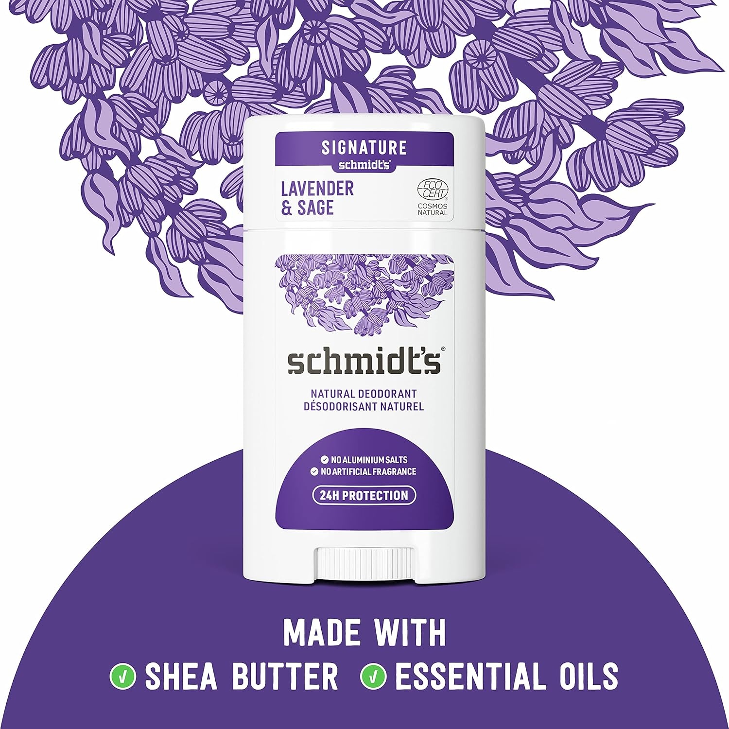 image:imageSchmidts AluminumFree Vegan Deodorant Rose amp Vanilla with 24 Hour Odor Protection for Women and Men Natural Ingredients CrueltyFree 265 ozLavender and Sage