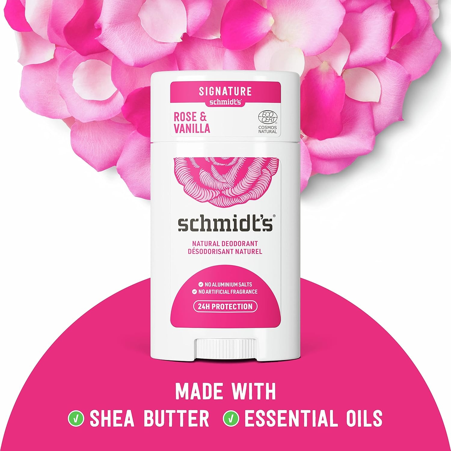 image:imageSchmidts AluminumFree Vegan Deodorant Rose amp Vanilla with 24 Hour Odor Protection for Women and Men Natural Ingredients CrueltyFree 265 ozRose and Vanilla