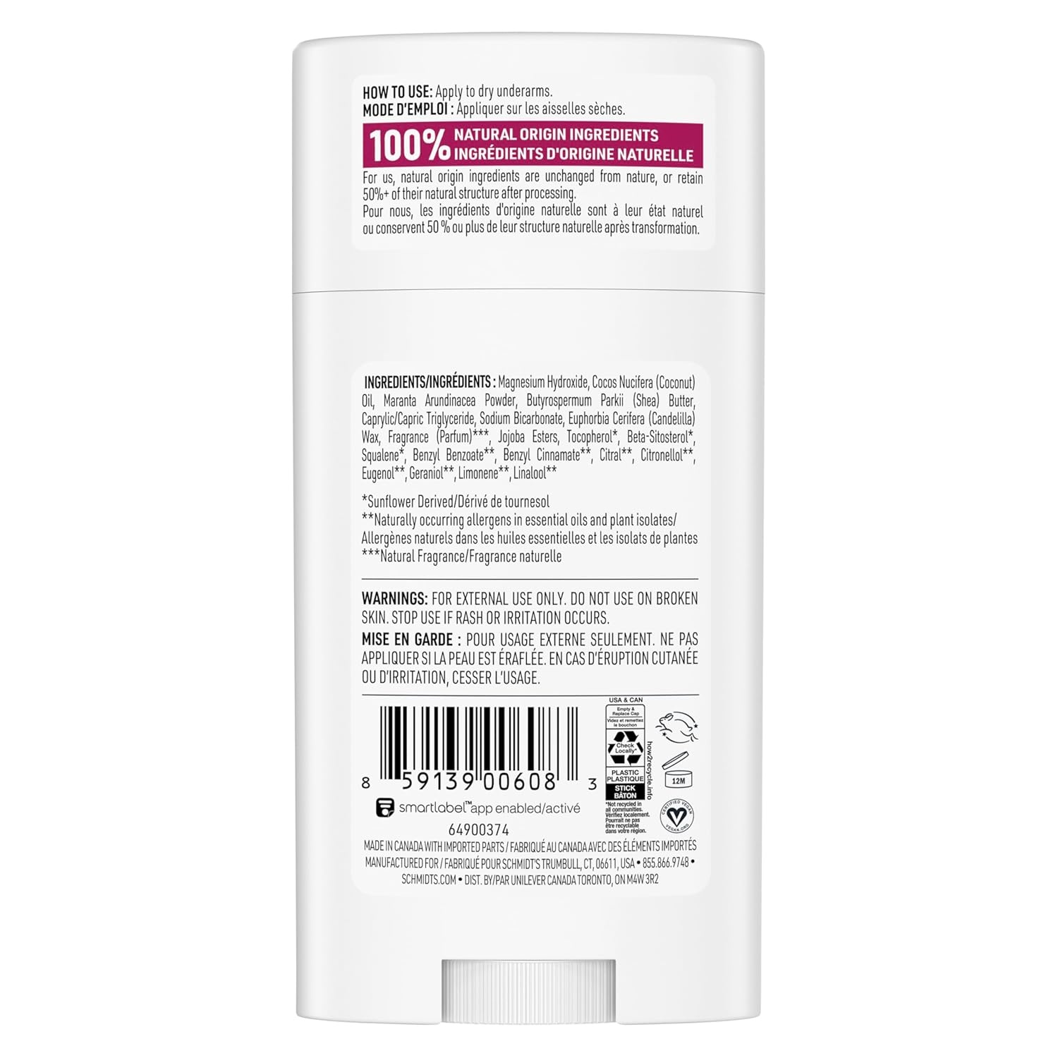 image:imageSchmidts AluminumFree Vegan Deodorant Rose amp Vanilla with 24 Hour Odor Protection for Women and Men Natural Ingredients CrueltyFree 265 ozRose and Vanilla