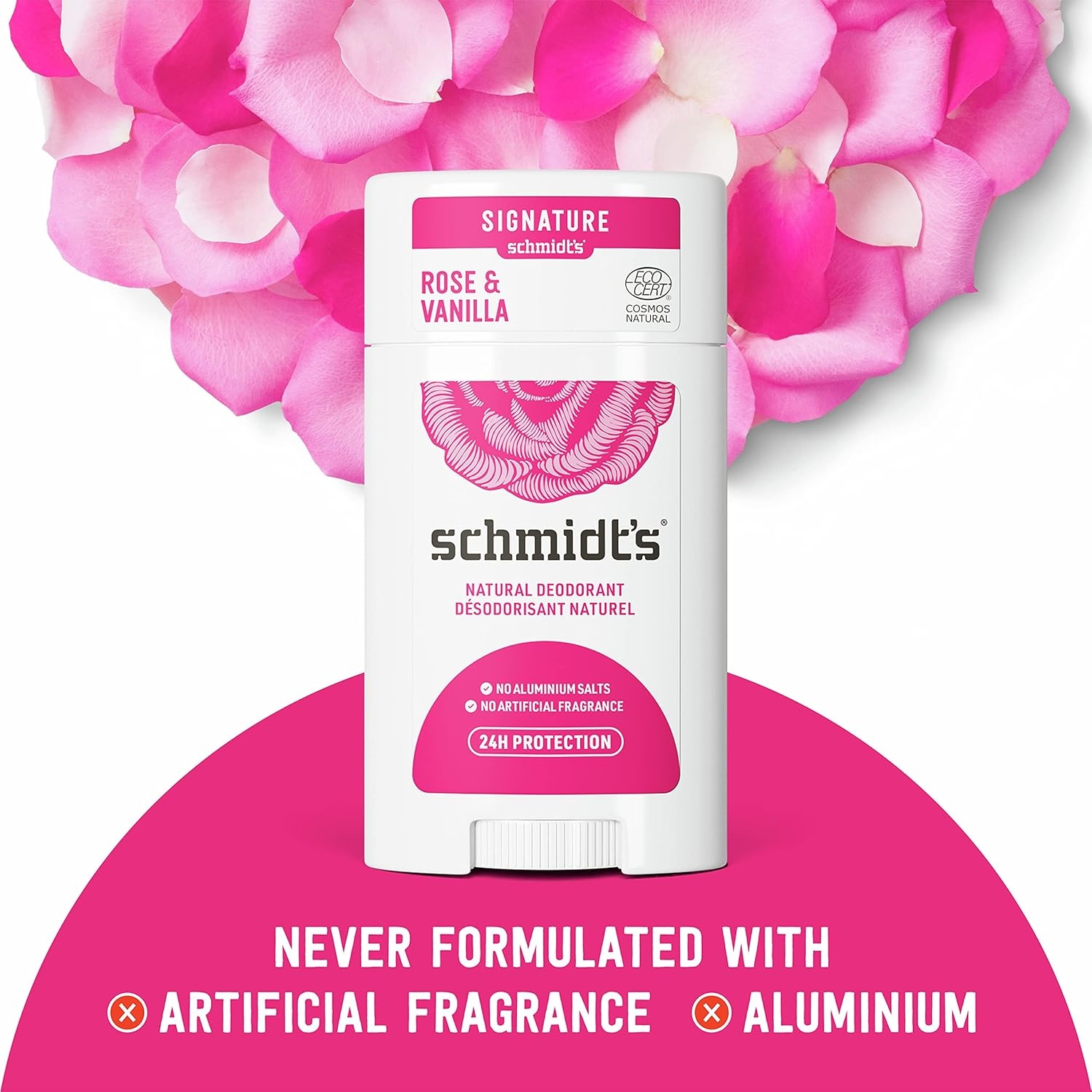 image:imageSchmidts AluminumFree Vegan Deodorant Rose amp Vanilla with 24 Hour Odor Protection for Women and Men Natural Ingredients CrueltyFree 265 ozRose and Vanilla