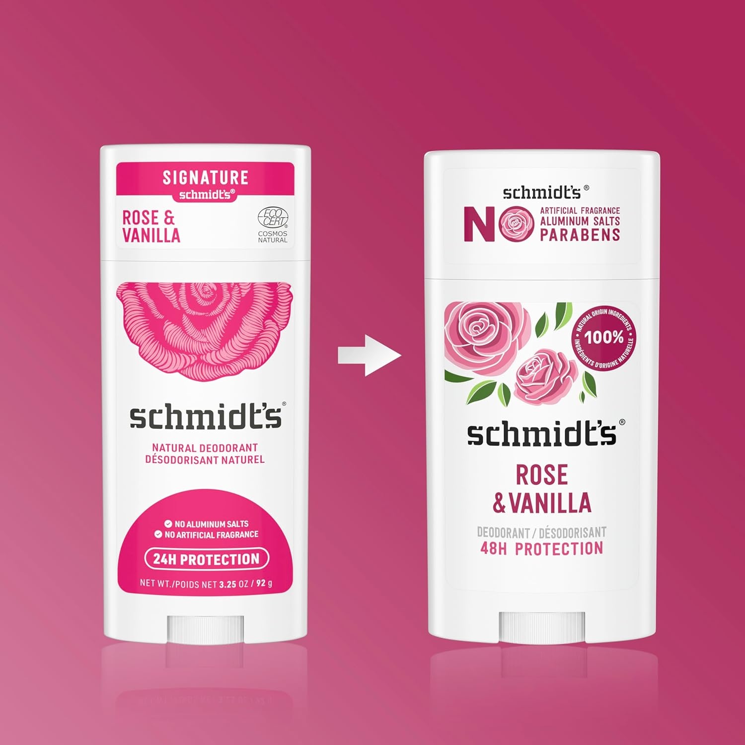 image:imageSchmidts AluminumFree Vegan Deodorant Rose amp Vanilla with 24 Hour Odor Protection for Women and Men Natural Ingredients CrueltyFree 265 ozRose and Vanilla