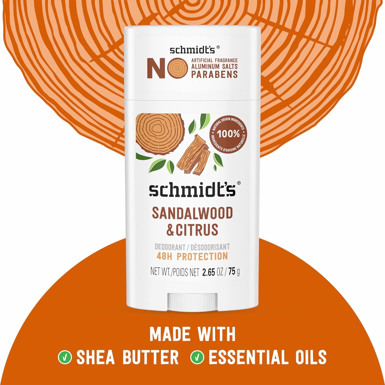 image:imageSchmidts AluminumFree Vegan Deodorant Sandalwood amp Citrus 2 Count for Women and Men with 24 Hour Odor Protection Natural Ingredients CrueltyFree 265 ozSandalwood and Citrus