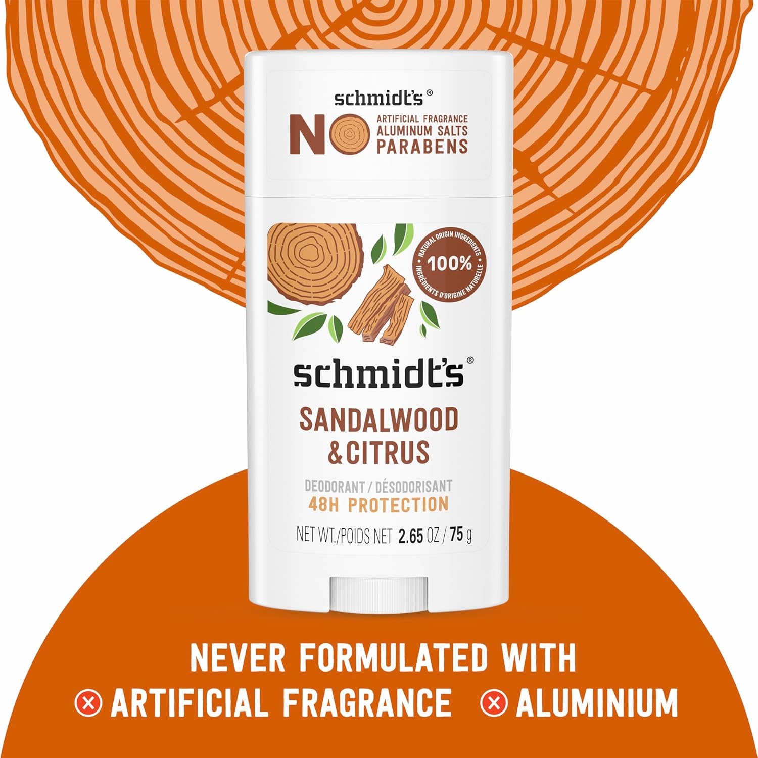 image:imageSchmidts AluminumFree Vegan Deodorant Sandalwood amp Citrus 2 Count for Women and Men with 24 Hour Odor Protection Natural Ingredients CrueltyFree 265 ozSandalwood and Citrus