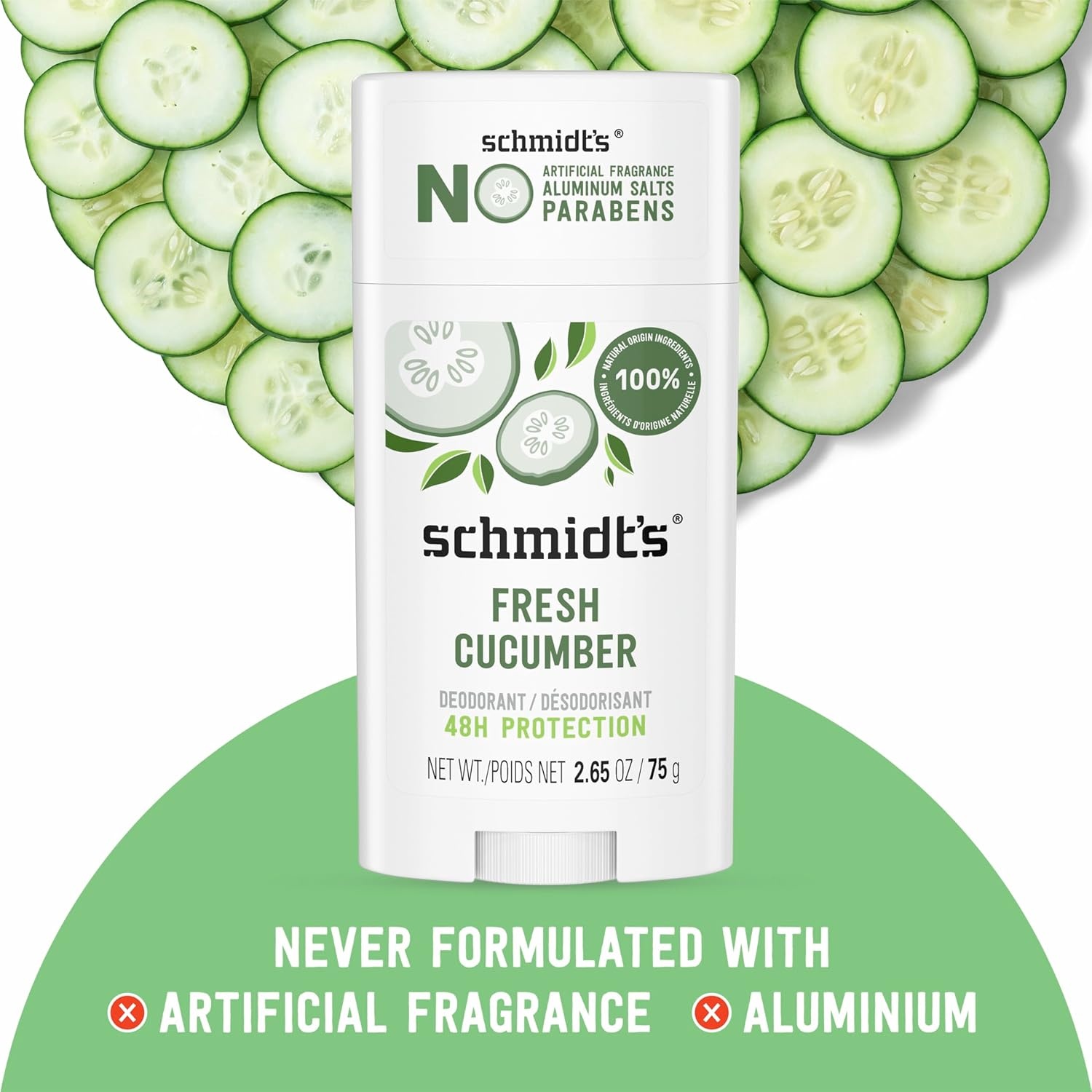 image:imageSchmidts AluminumFree Vegan Deodorant Sandalwood amp Citrus 4 Count for Women and Men with 24 Hour Odor Protection Natural Ingredients CrueltyFree 265 ozFresh Cucumber