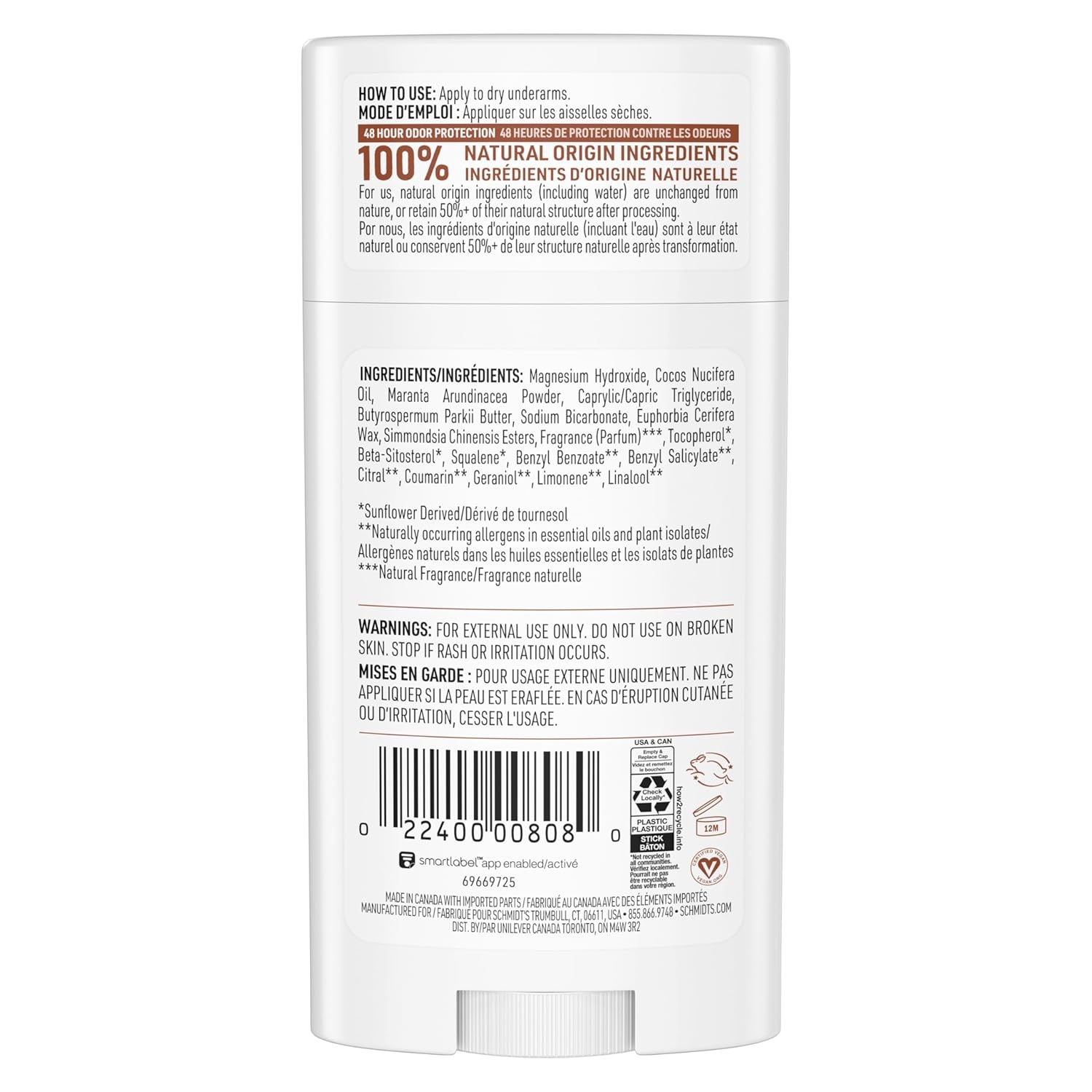 image:imageSchmidts AluminumFree Vegan Deodorant Sandalwood amp Citrus 4 Count for Women and Men with 24 Hour Odor Protection Natural Ingredients CrueltyFree 265 ozSandalwood and Citrus