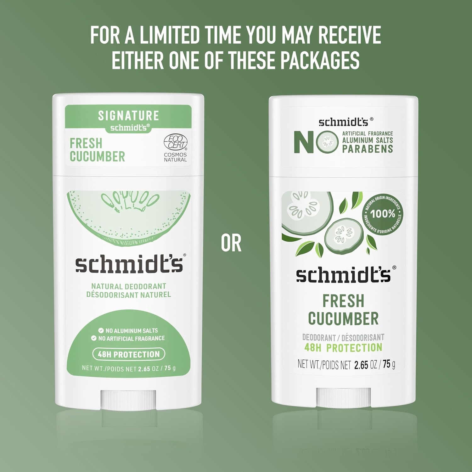 image:imageSchmidts AluminumFree Vegan Deodorant Sandalwood amp Citrus 4 Count for Women and Men with 24 Hour Odor Protection Natural Ingredients CrueltyFree 265 ozFresh Cucumber