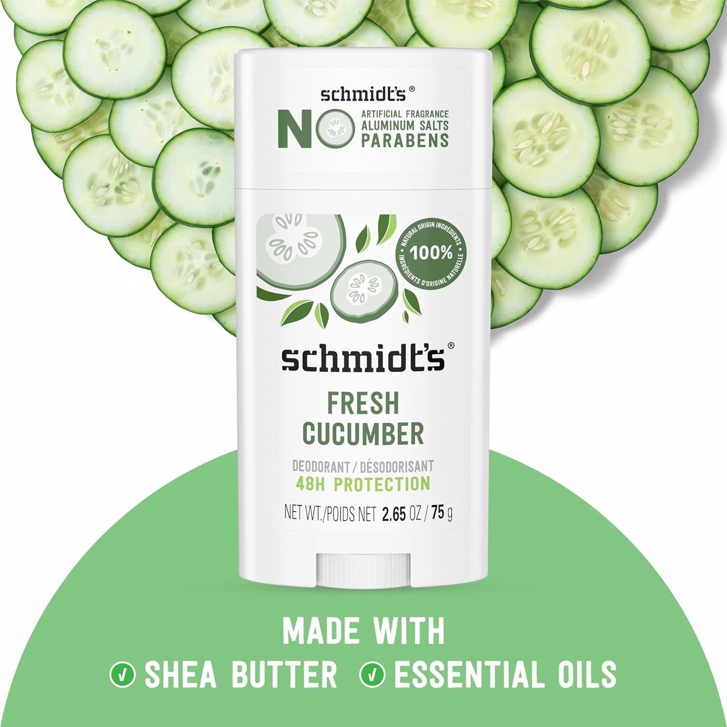 image:imageSchmidts AluminumFree Vegan Deodorant Sandalwood amp Citrus 4 Count for Women and Men with 24 Hour Odor Protection Natural Ingredients CrueltyFree 265 ozFresh Cucumber
