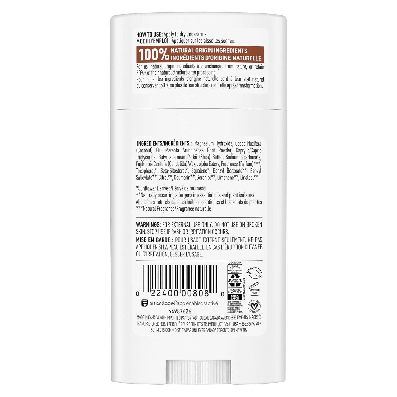image:imageSchmidts AluminumFree Vegan Deodorant Sandalwood amp Citrus for Women and Men with 24 Hour Odor Protection Natural Ingredients CrueltyFree 265 oz