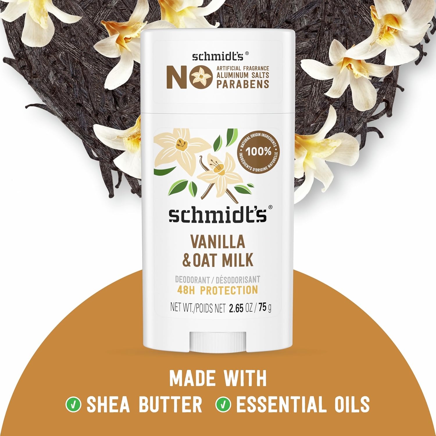 image:imageSchmidts AluminumFree Vegan Deodorant Vanilla amp Oat Milk with 24 Hour Odor Protection for Women and Men Natural Ingredients CrueltyFree 265 oz