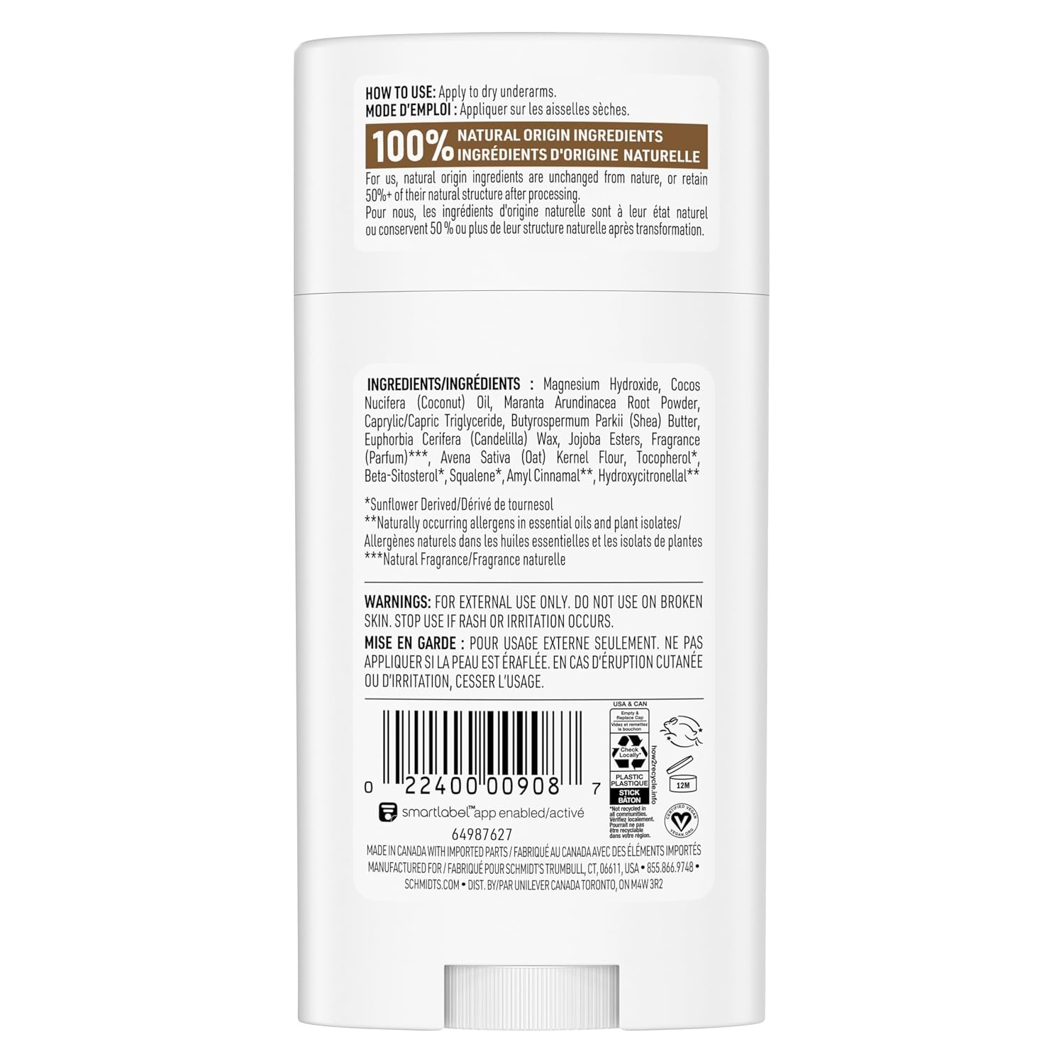 image:imageSchmidts AluminumFree Vegan Deodorant Vanilla amp Oat Milk with 24 Hour Odor Protection for Women and Men Natural Ingredients CrueltyFree 265 oz