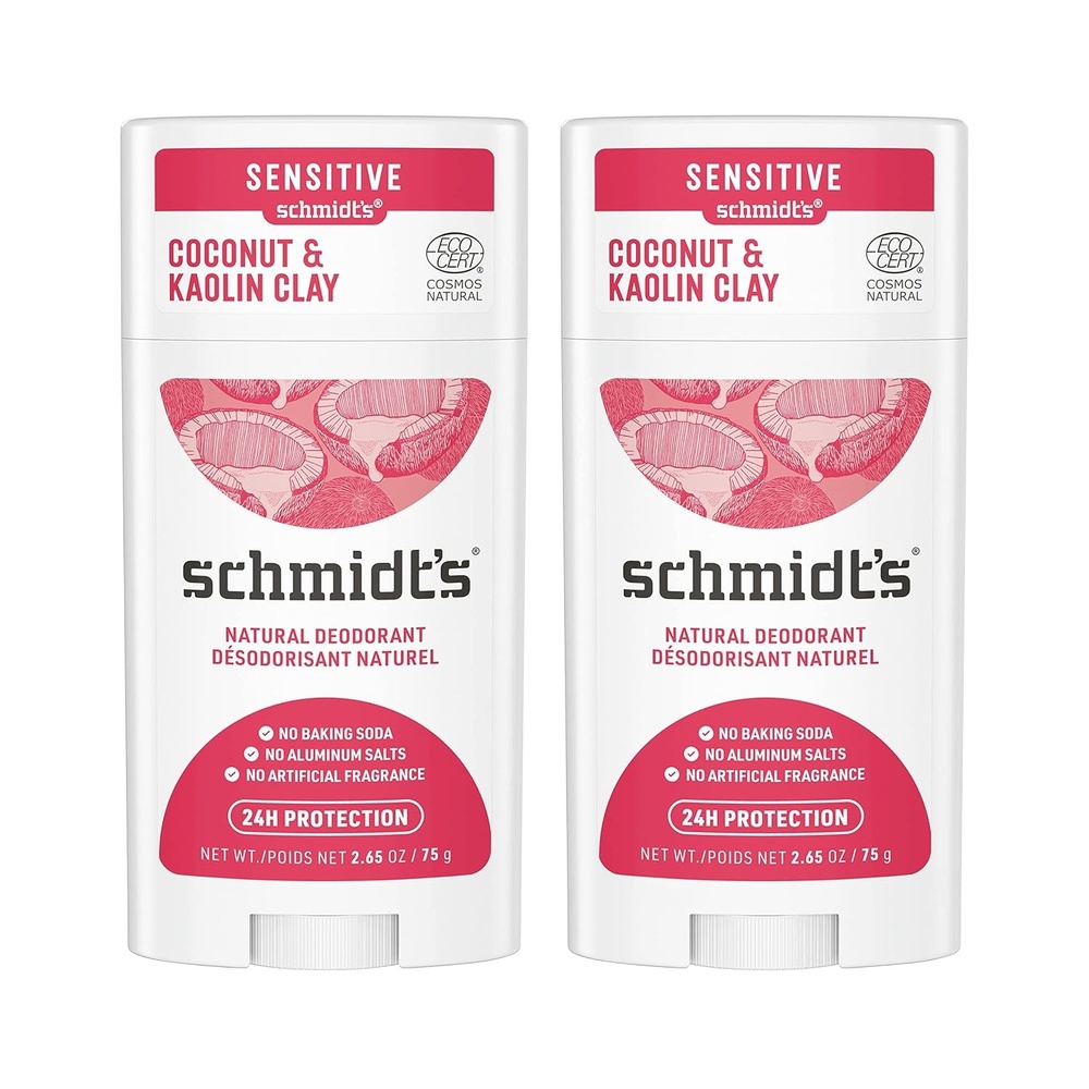 image:imageSchmidts Aluminum Free Natural Deodorant Coconut amp Kaolin Clay 2pk for Women and Men with 24 Hour Odor Protection Certified Natural Cruelty Free Vegan Deodorant 265oz