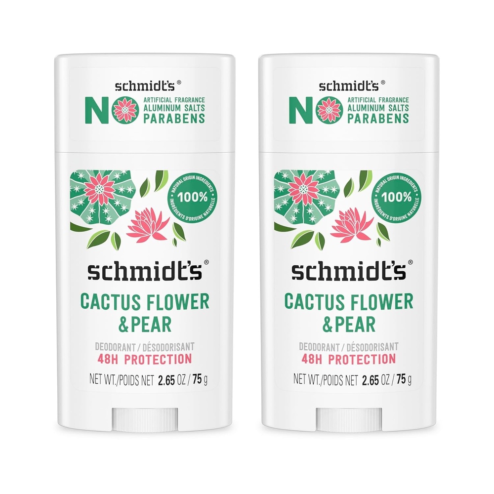 image:imageSchmidts AluminumFree Vegan Deodorant Cactus Flower amp Pear with 24Hour Odor Protection 2 Count for Women and Men Natural Ingredients CrueltyFree 265 oz