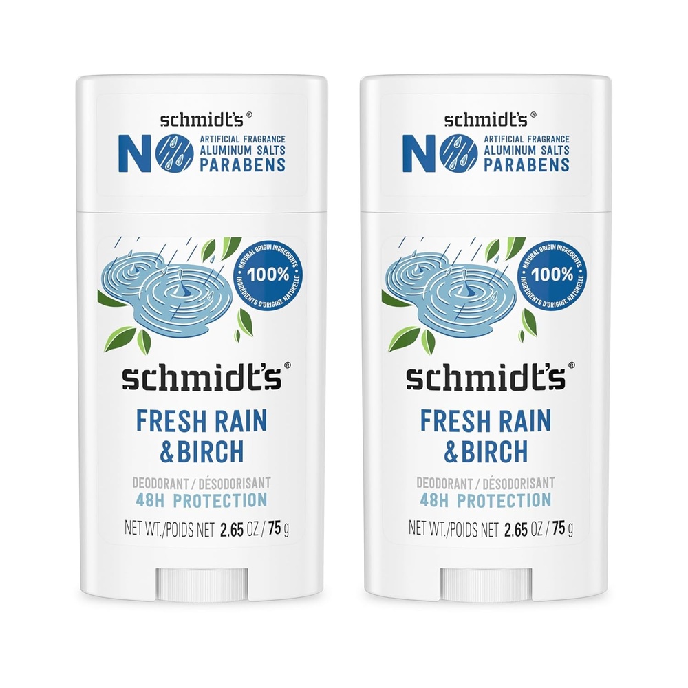 image:imageSchmidts AluminumFree Vegan Deodorant Fresh Rain amp Birch with 24 Hour Odor Protection 2 Count for Women and Men Natural Ingredients CrueltyFree 265 oz265 Ounce Pack of 2