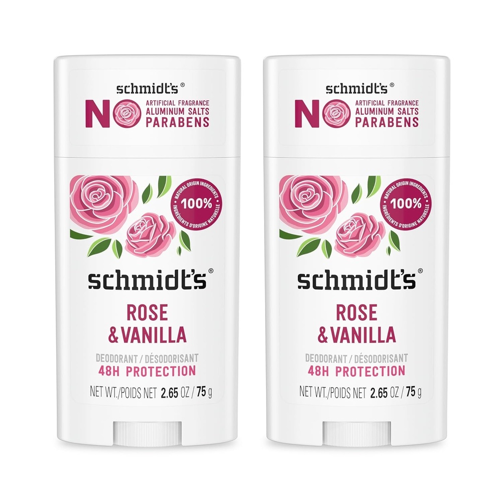 image:imageSchmidts AluminumFree Vegan Deodorant Rose amp Vanilla with 24 Hour Odor Protection 2 Count for Women and Men Natural Ingredients CrueltyFree 265 oz265 Ounce Pack of 2