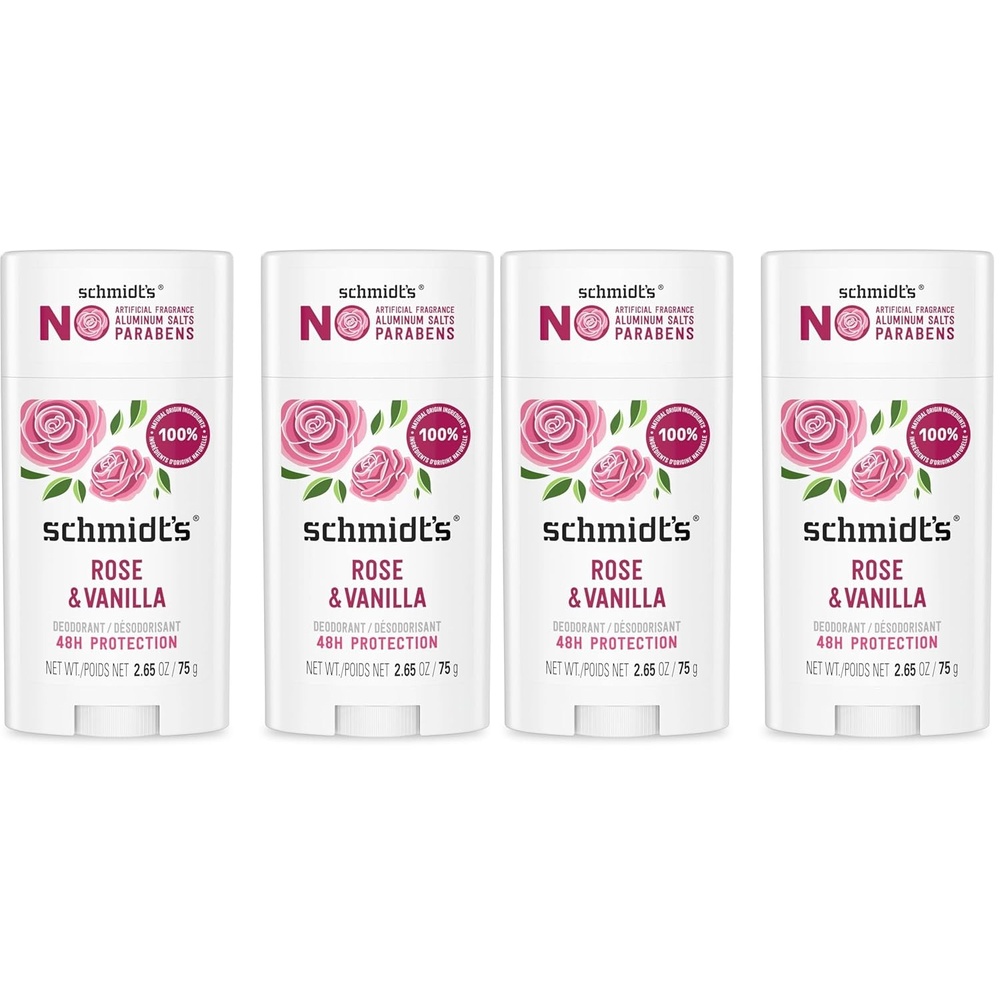image:imageSchmidts AluminumFree Vegan Deodorant Rose amp Vanilla with 24 Hour Odor Protection 2 Count for Women and Men Natural Ingredients CrueltyFree 265 oz265 Ounce Pack of 4
