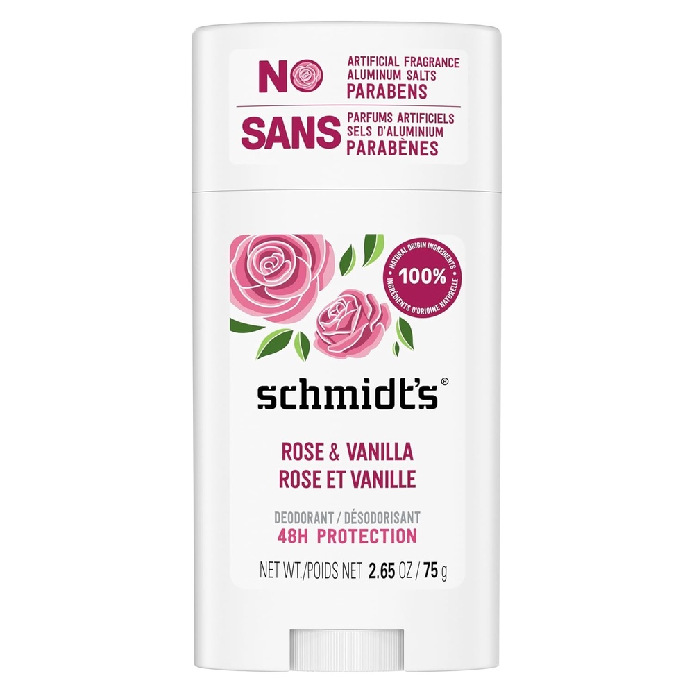 image:imageSchmidts AluminumFree Vegan Deodorant Rose amp Vanilla with 24 Hour Odor Protection for Women and Men Natural Ingredients CrueltyFree 265 ozRose and Vanilla