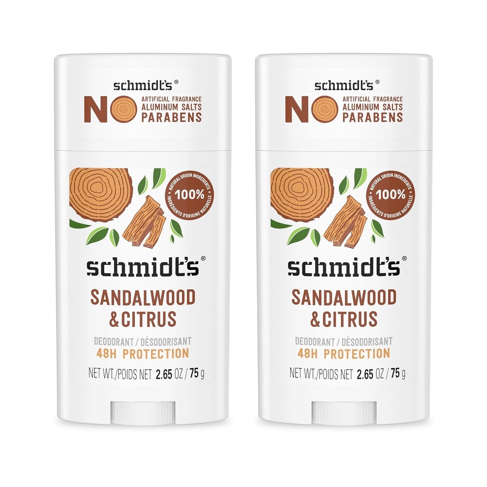 image:imageSchmidts AluminumFree Vegan Deodorant Sandalwood amp Citrus 2 Count for Women and Men with 24 Hour Odor Protection Natural Ingredients CrueltyFree 265 ozSandalwood and Citrus