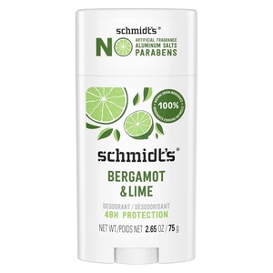 Schmidt’s Aluminum-Free Vegan Deodorant Bergamot & Lime for Women and Men, with 24 Hour Odor Protection, Natural Ingredients, Cruelty-Free, 2.65 oz