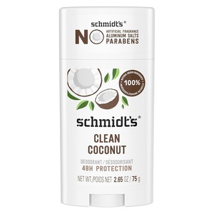 Schmidt’s Aluminum-Free Vegan Deodorant Clean Coconut for Women and Men, with 24 Hour Odor Protection, Natural Ingredients, Cruelty-Free, 2.65 oz(2.65 Ounce (Pack of 1))