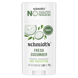 Schmidt’s Aluminum-Free Vegan Deodorant Fresh Cucumber for Women and Men, with 24 Hour Odor Protection, Natural Ingredients, Cruelty-Free, 2.65 oz