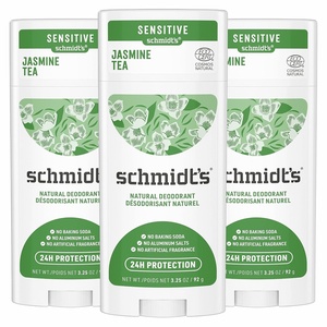 Schmidt’s Aluminum-Free Vegan Deodorant Rose & Vanilla with 24 Hour Odor Protection for Women and Men, Natural Ingredients, Cruelty-Free, 2.65 oz(Jasmine Tea)