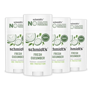 Schmidt’s Aluminum-Free Vegan Deodorant Sandalwood & Citrus 4 Count for Women and Men, with 24 Hour Odor Protection, Natural Ingredients, Cruelty-Free, 2.65 oz(Fresh Cucumber)